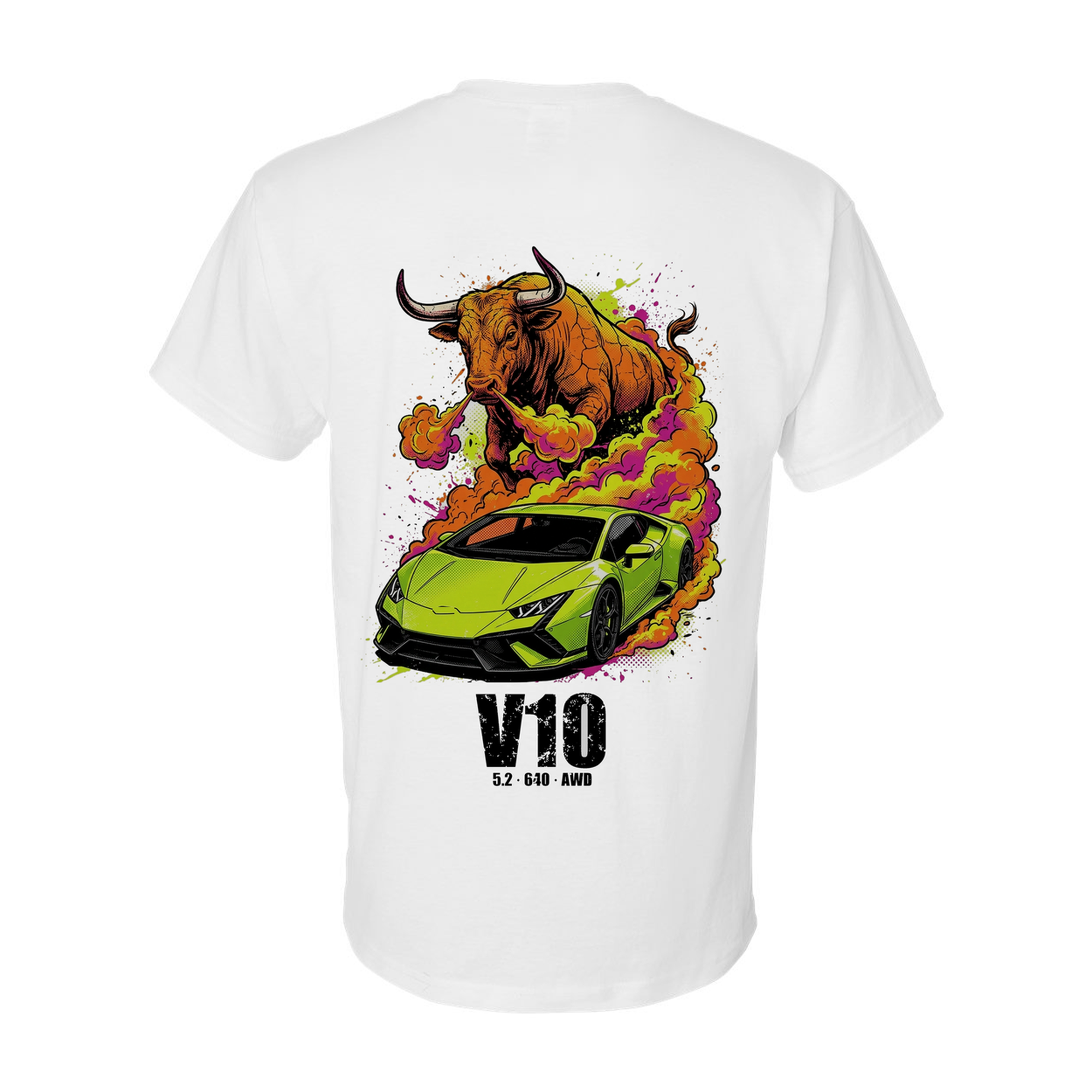 Lamborghini Huracan Bull T-Shirt — White back