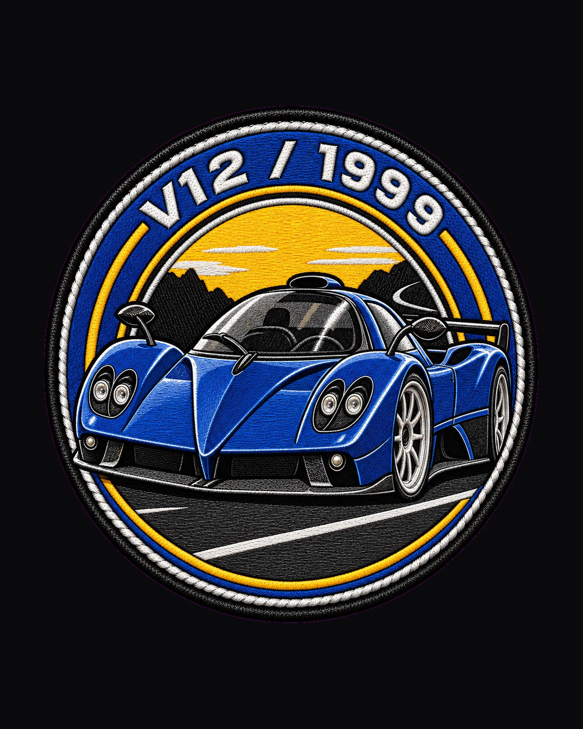 Pagani Zonda C12 Varsity Embroidery Style Tee design only