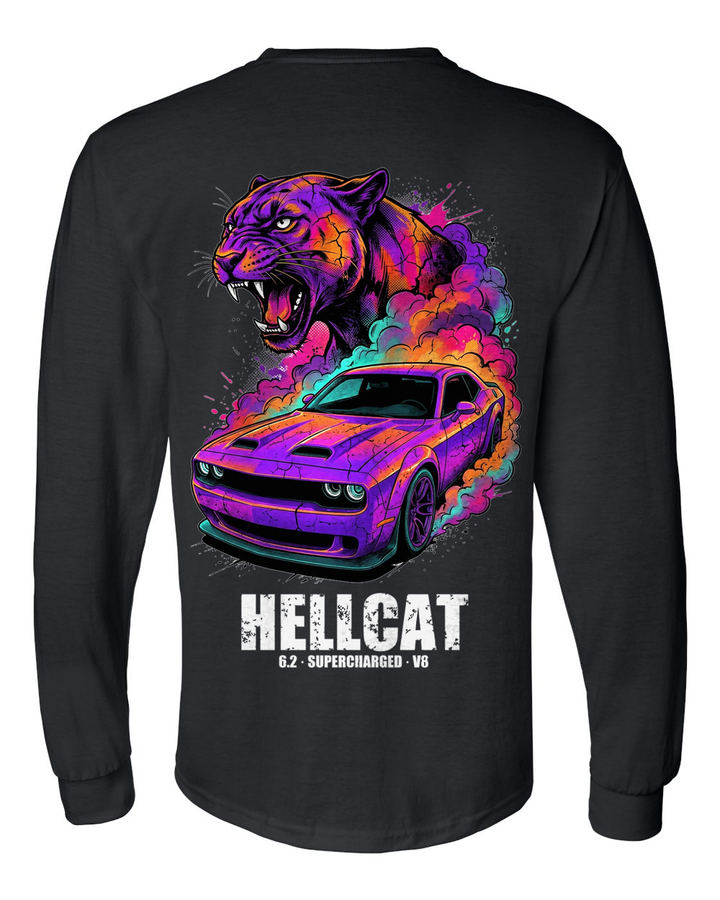 Dodge Challenger Hellcat Long Sleeve T-Shirt — Black back