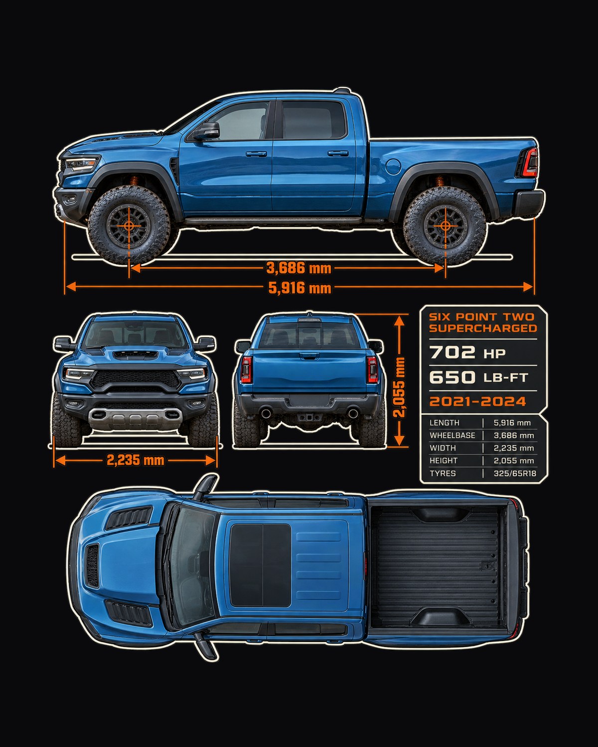 Ram 1500 TRX 2021-2024 Dimension Plate Blueprint Shirt design only