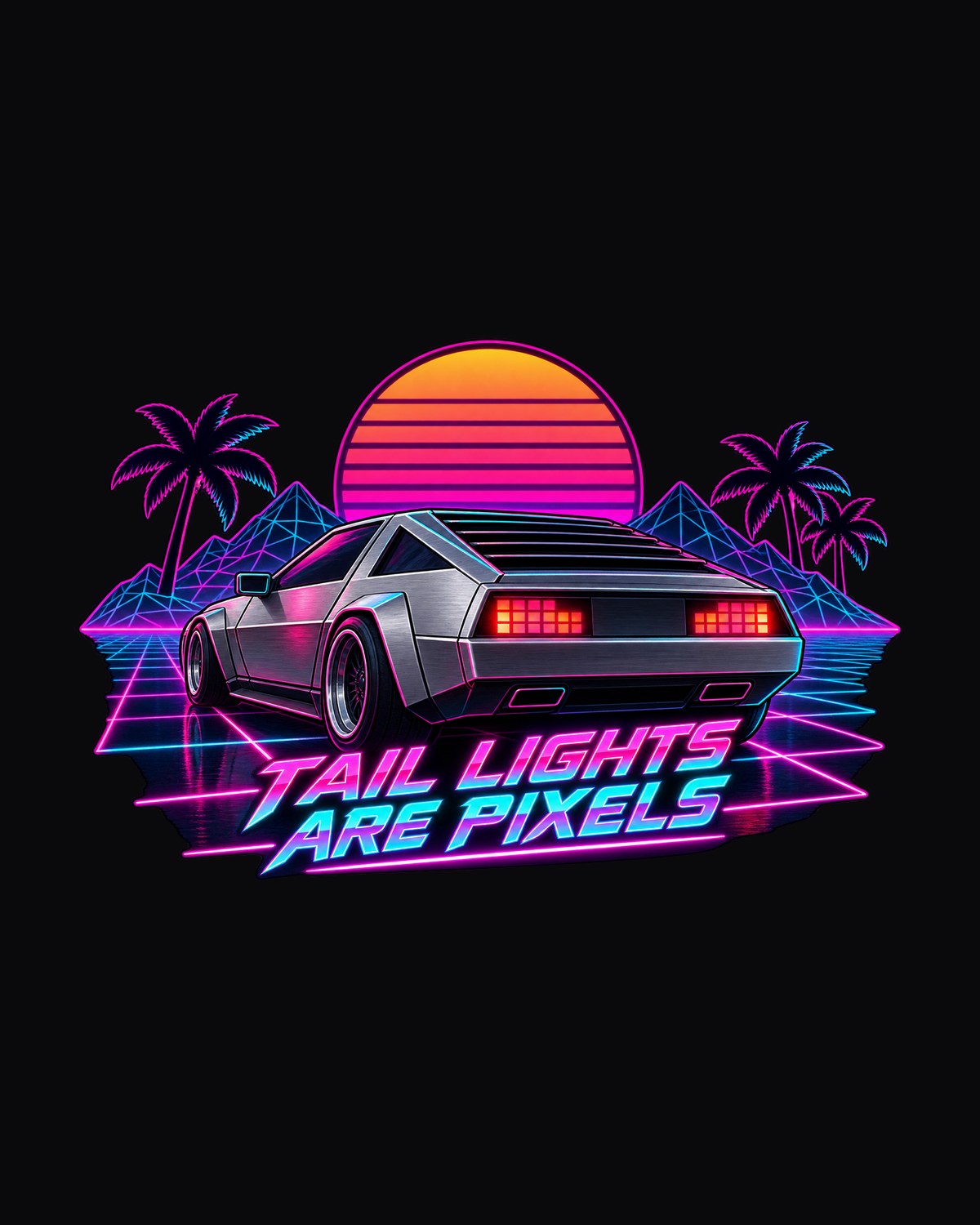 Hyundai N Vision 74 Synthwave Pixel Tail Shirt, Night Run design only