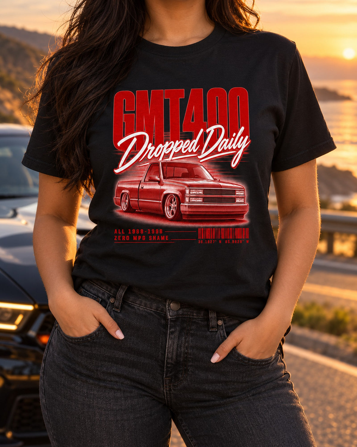 GMT400 Regular Cab Dropped Daily Street Poster Shirt T-Shirt Black worn hero