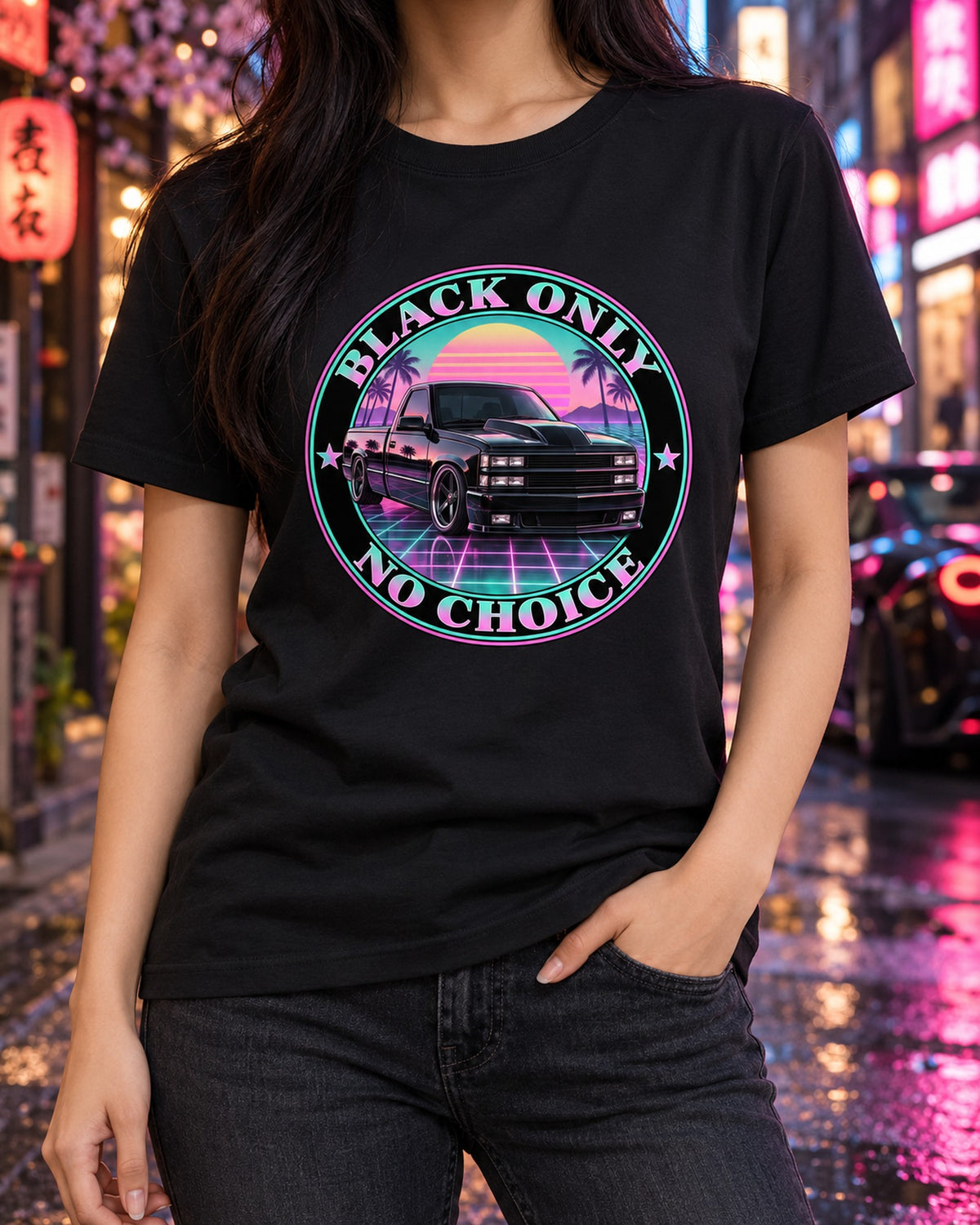 Chevrolet 454 SS Pickup Vaporwave Shirt, Black Only 1990-93 Truck T-Shirt Black worn hero