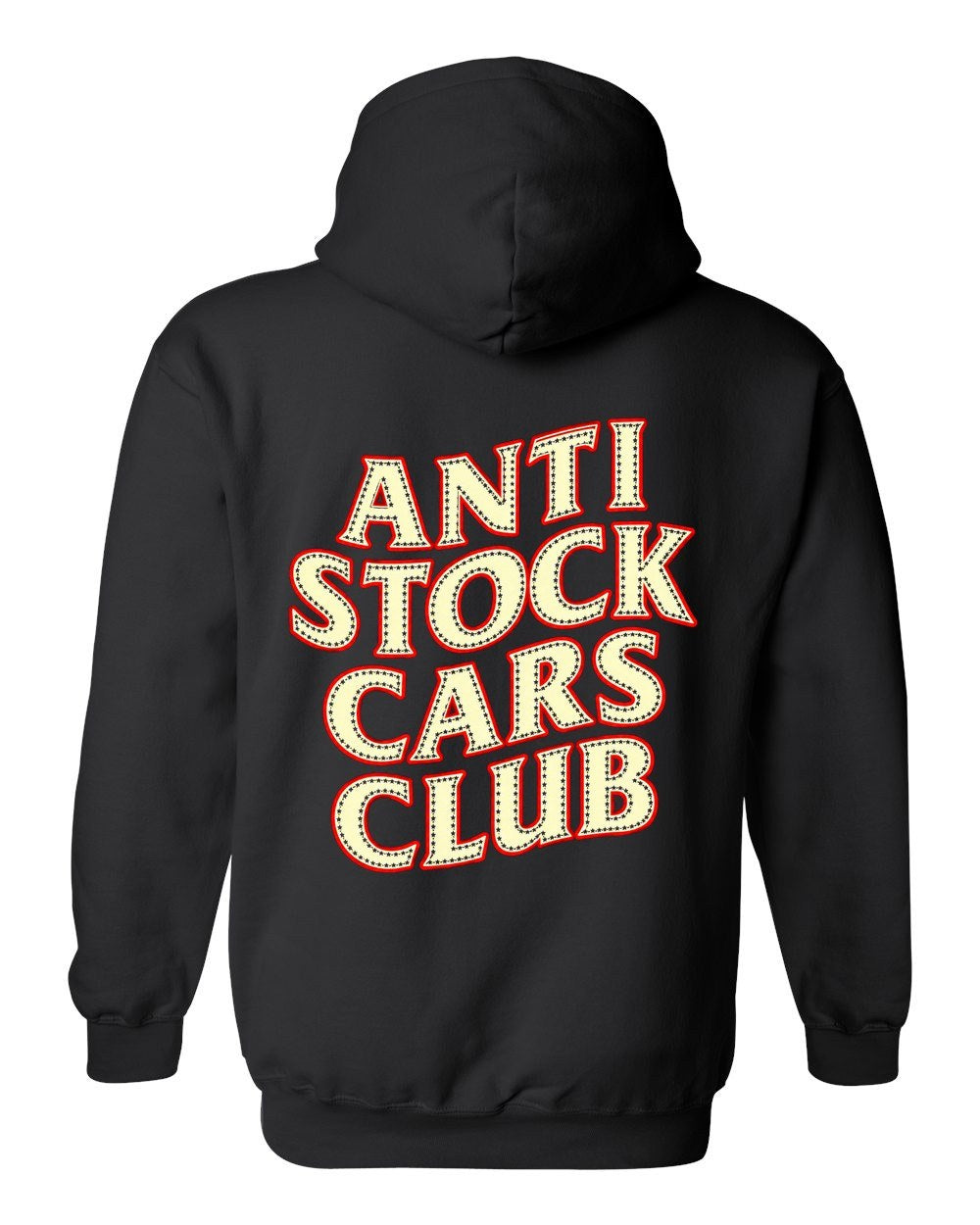 Anti Stock Cars Club Varsity College Pull Over Hoodie Black back
