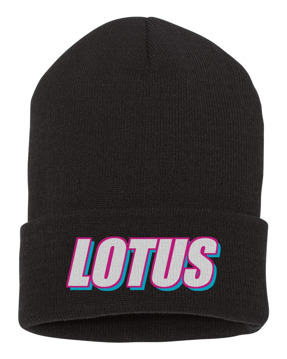 Lotus black beanie front view with car name