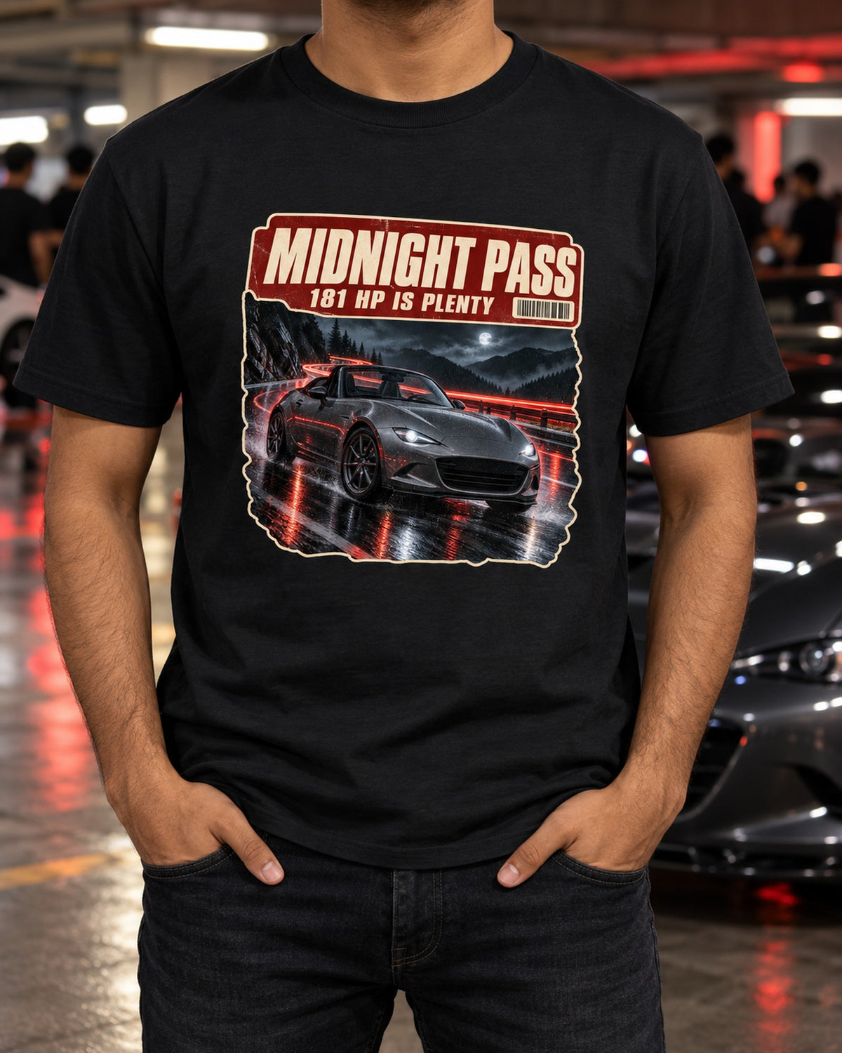 Mazda MX-5 ND RF Midnight Pass Touge Shirt, Miata Car Tee T-Shirt Black worn hero