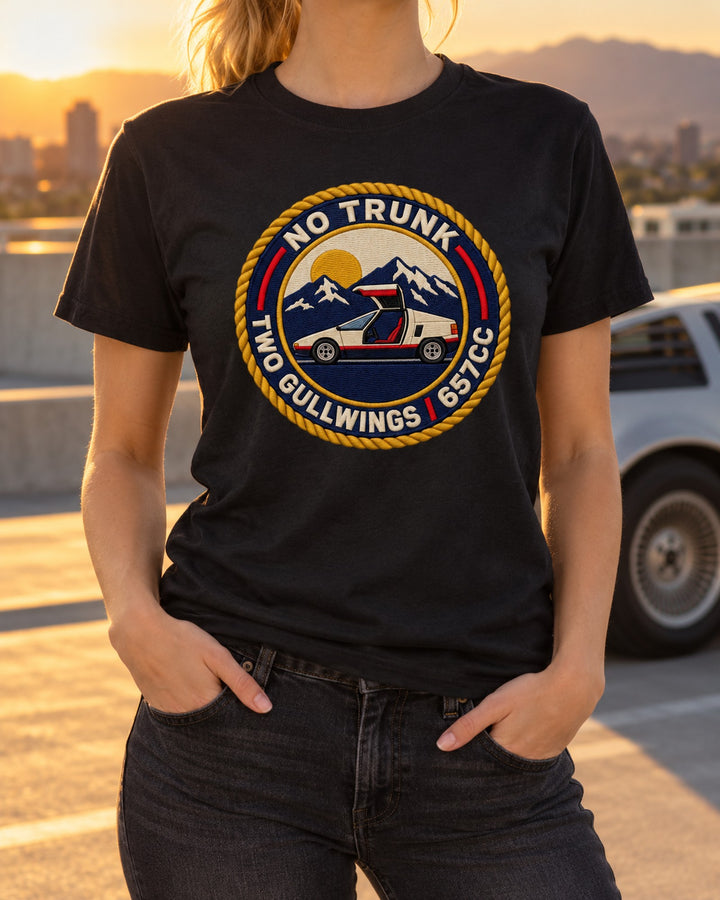 Autozam AZ-1 PG6SA Two Gullwings 657cc Varsity Crest Shirt T-Shirt Black worn hero