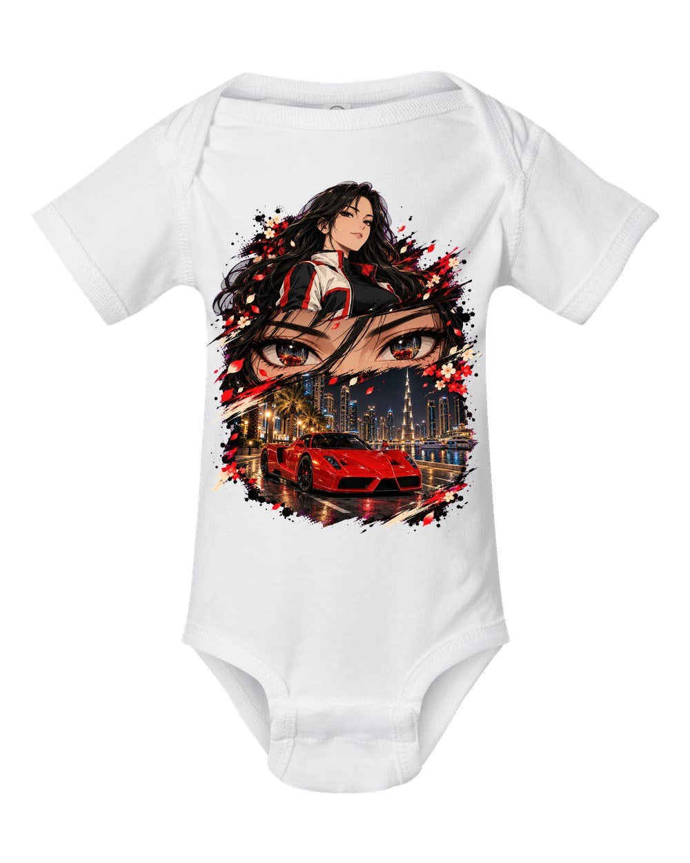 Ferrari Enzo Anime Girl Baby Onesie White front