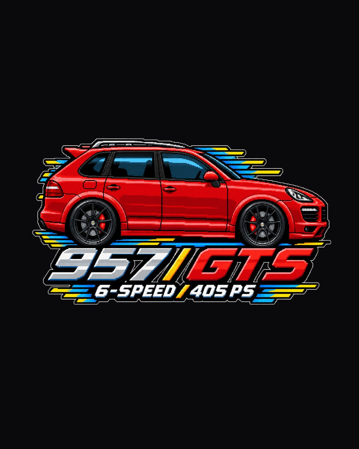 Porsche Cayenne GTS 957 6-Speed Manual 16-Bit Pixel Art Tee design only