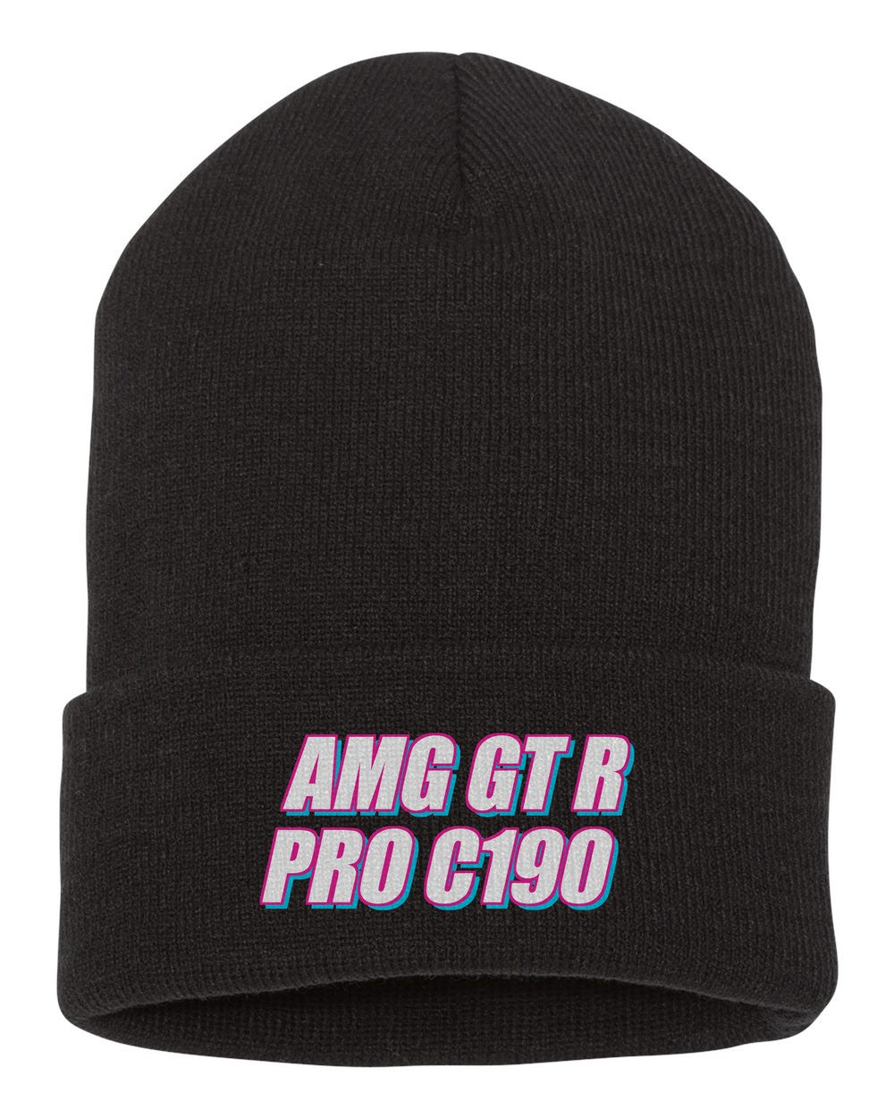 Amg Gt R Pro C190 black beanie front view with car name
