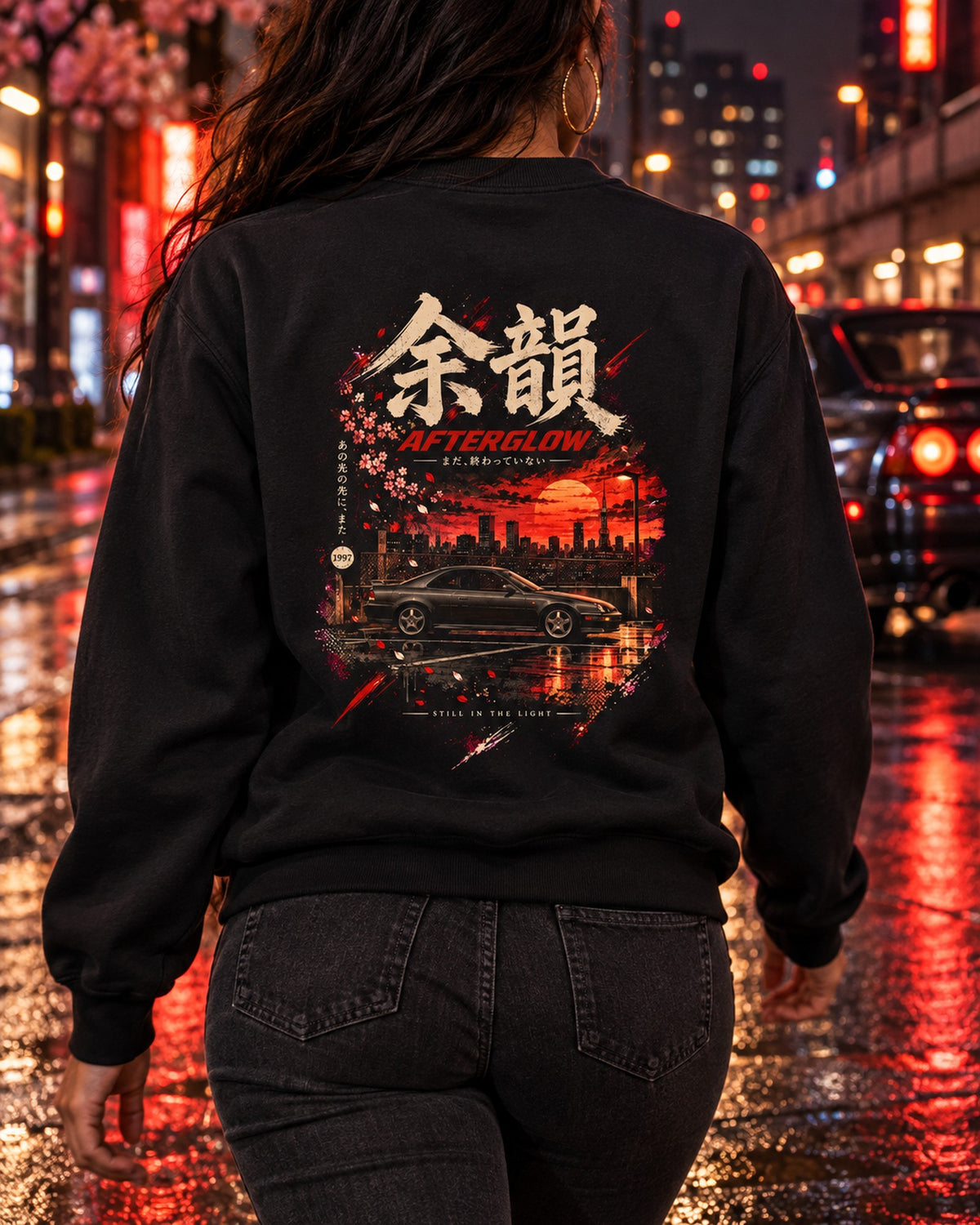 Honda Prelude BB Afterglow Shirt, Hoodie & More Crewneck Black worn hero