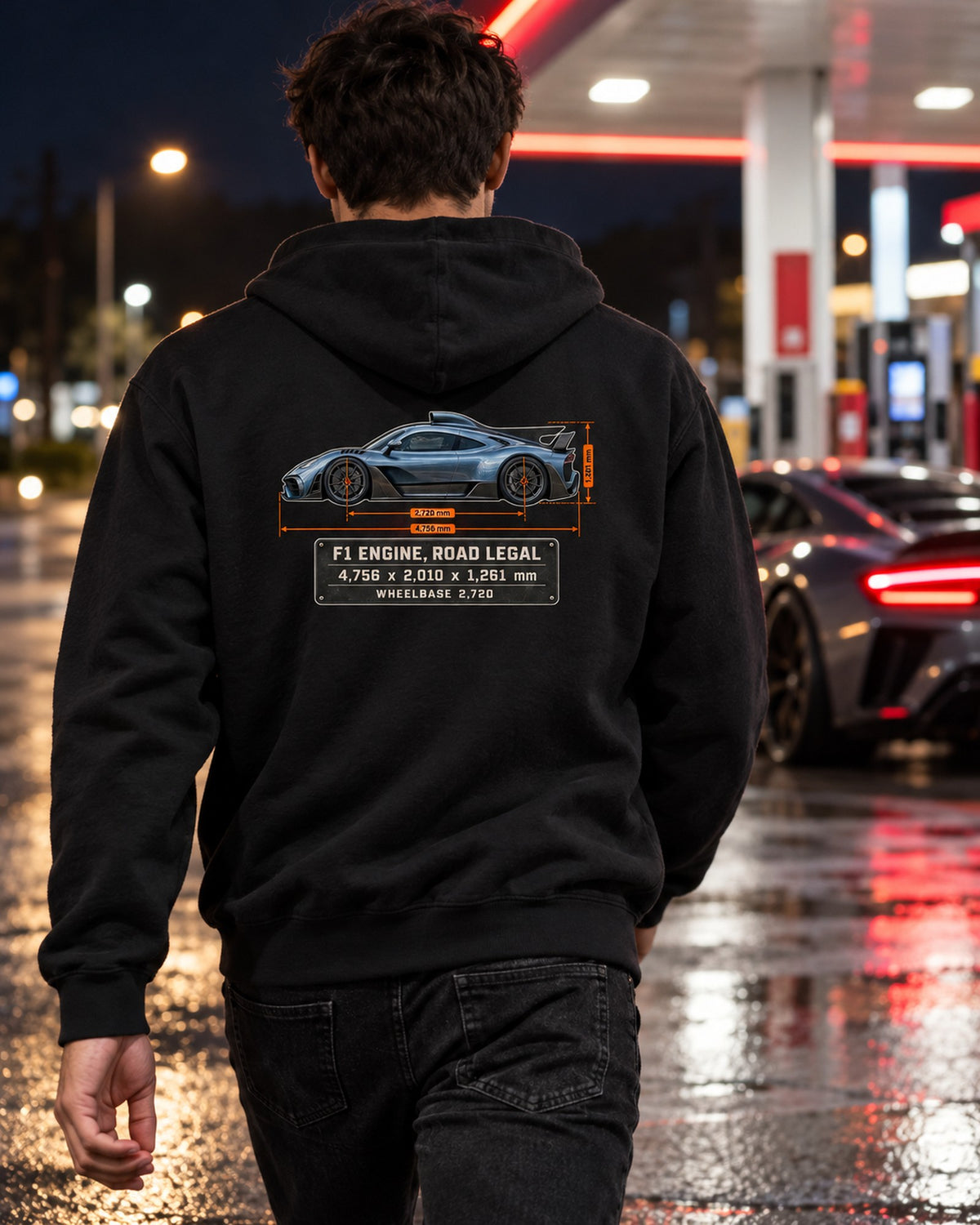 Mercedes-AMG One Dimension Blueprint Shirt, Hypercar Car Guy Gift Zip Hoodie Black worn hero