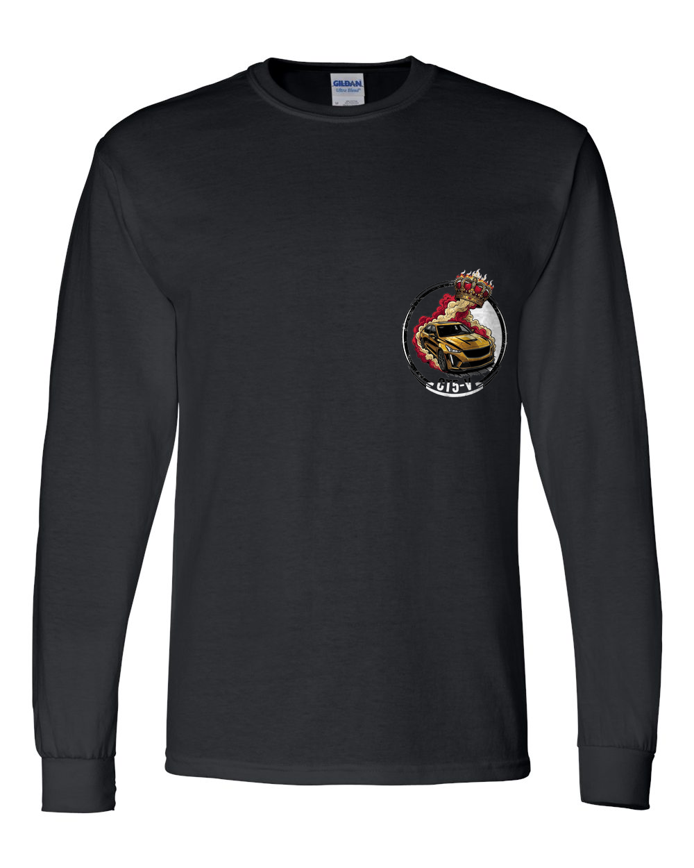 Cadillac CT5-V Crown Long Sleeve T-Shirt — Black front emblem