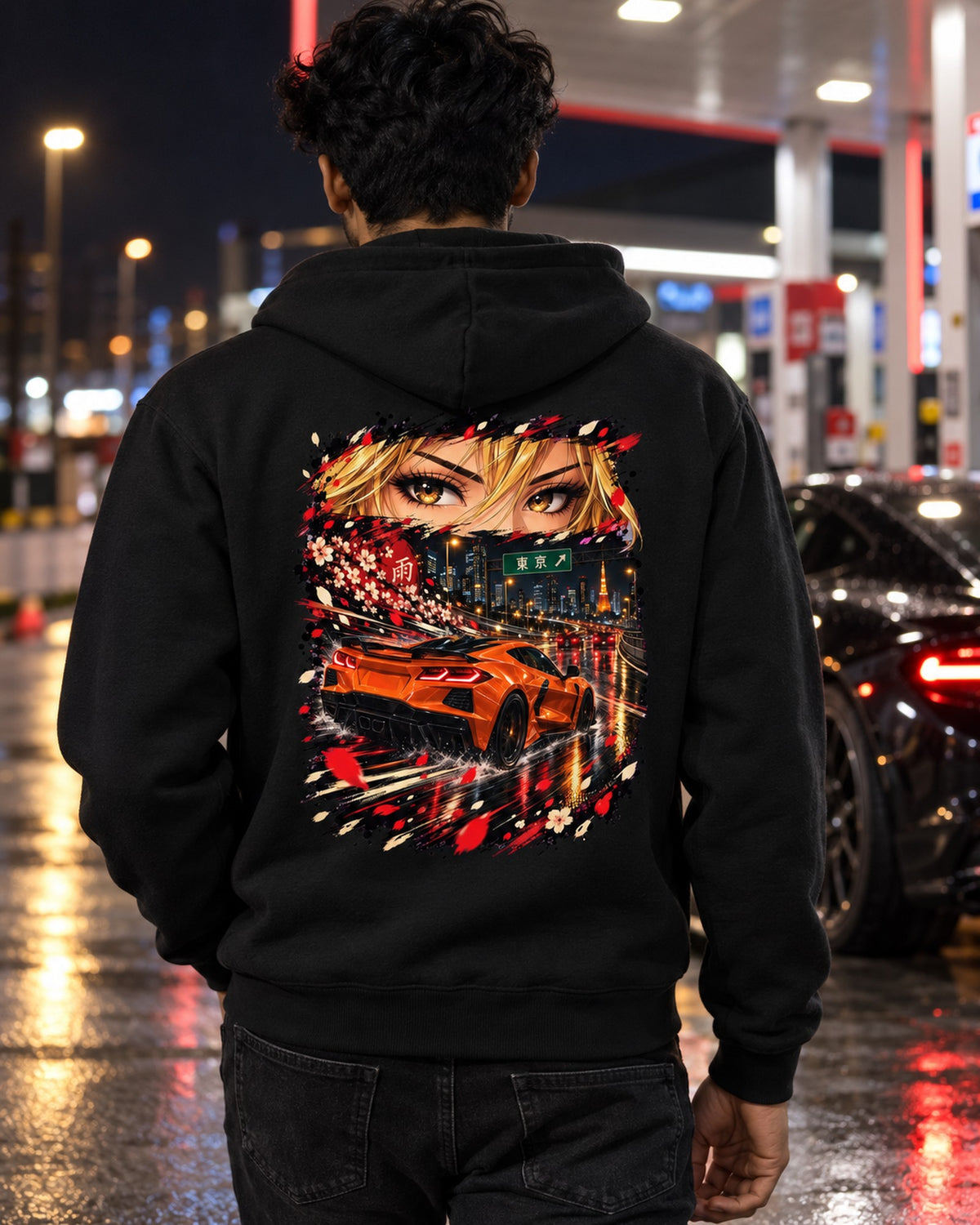 Chevrolet Corvette C8 Z06 Anime Girl Shirt, Hoodie & More Zip Hoodie Black worn hero