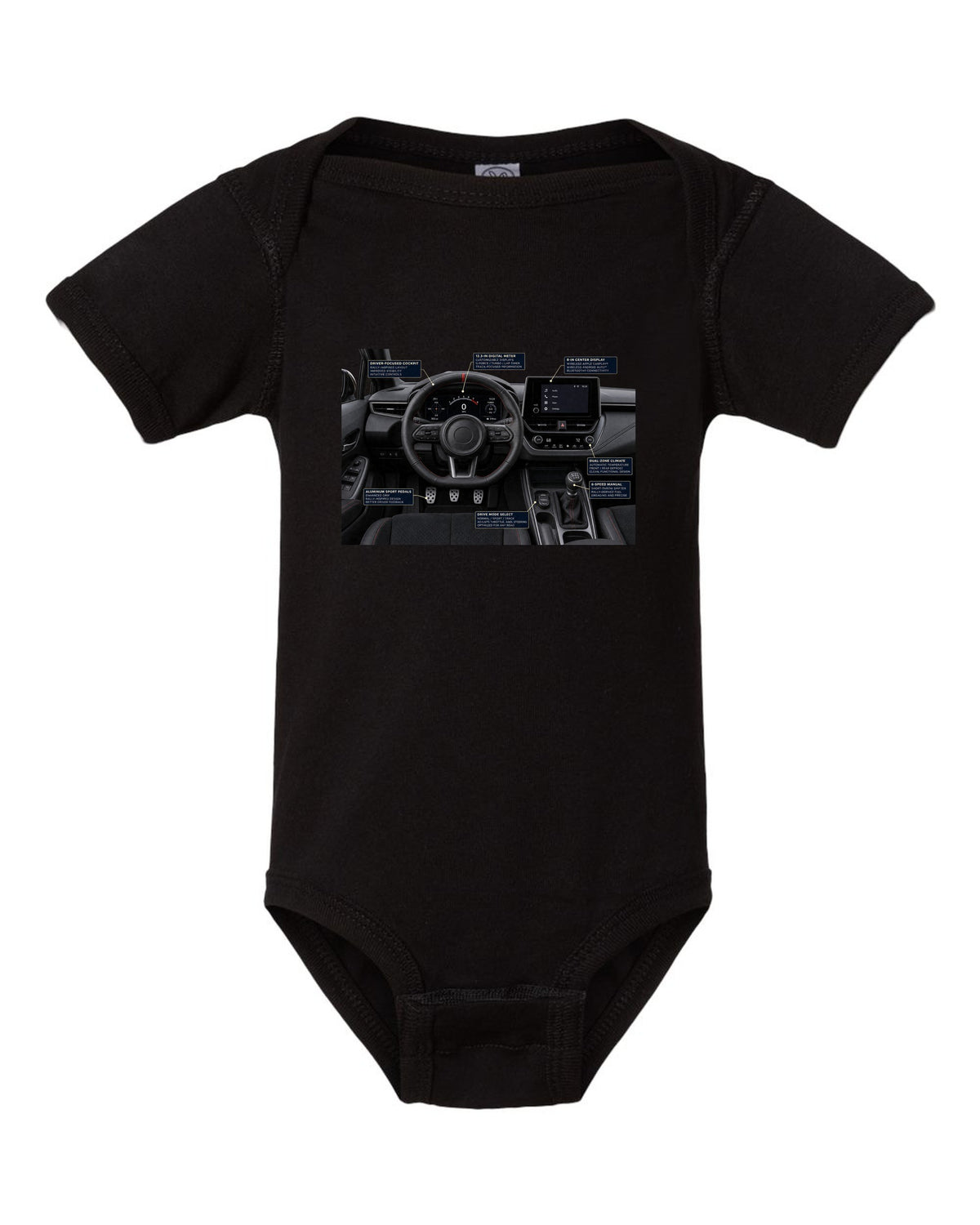 Toyota Tundra TRD Pro CrewMax three-view drawing with spec table black baby onesie front view with the design