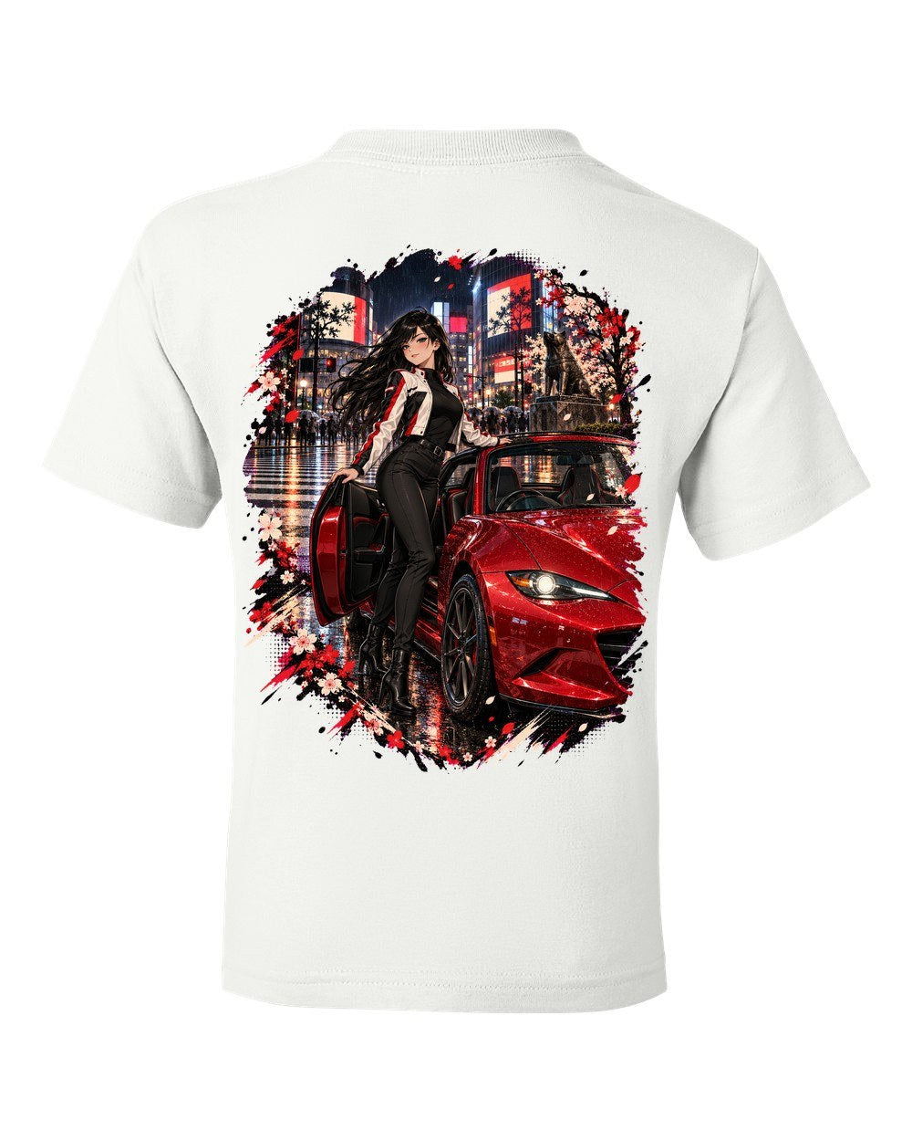 Mazda MX-5 ND Anime Girl Kids Tee White back