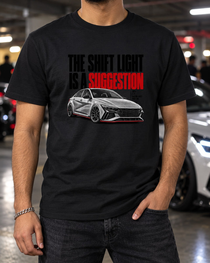 Hyundai Elantra N CN7 Halftone Shift Light Joke Shirt, Car Guy Tee T-Shirt Black worn hero