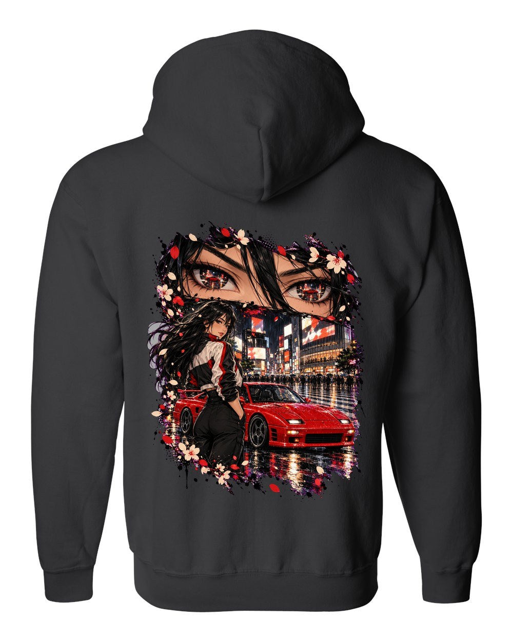 Mitsubishi 3000GT VR-4 Anime Girl Zip Hoodie Black back