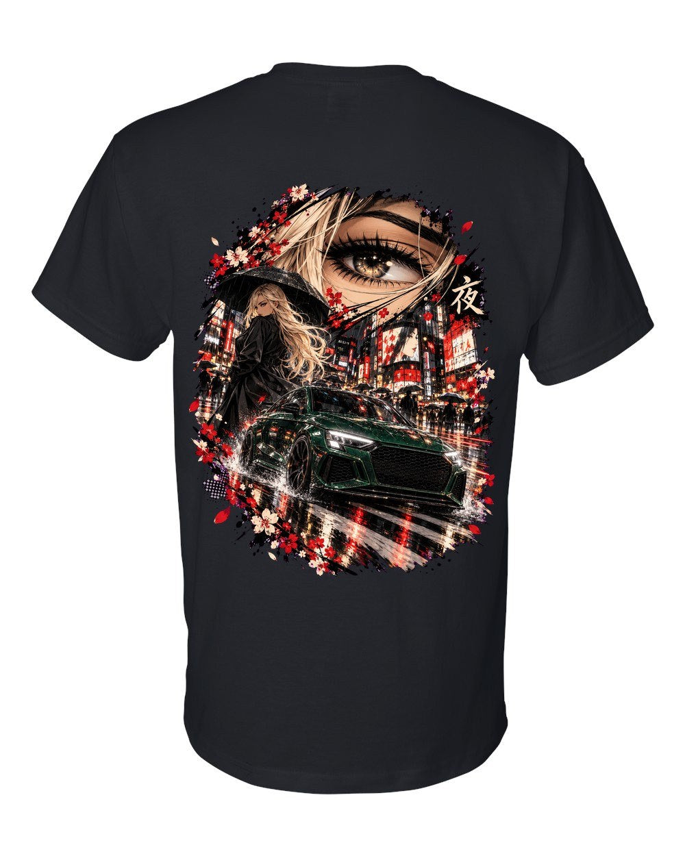 Audi RS3 Anime Girl T-Shirt Black back