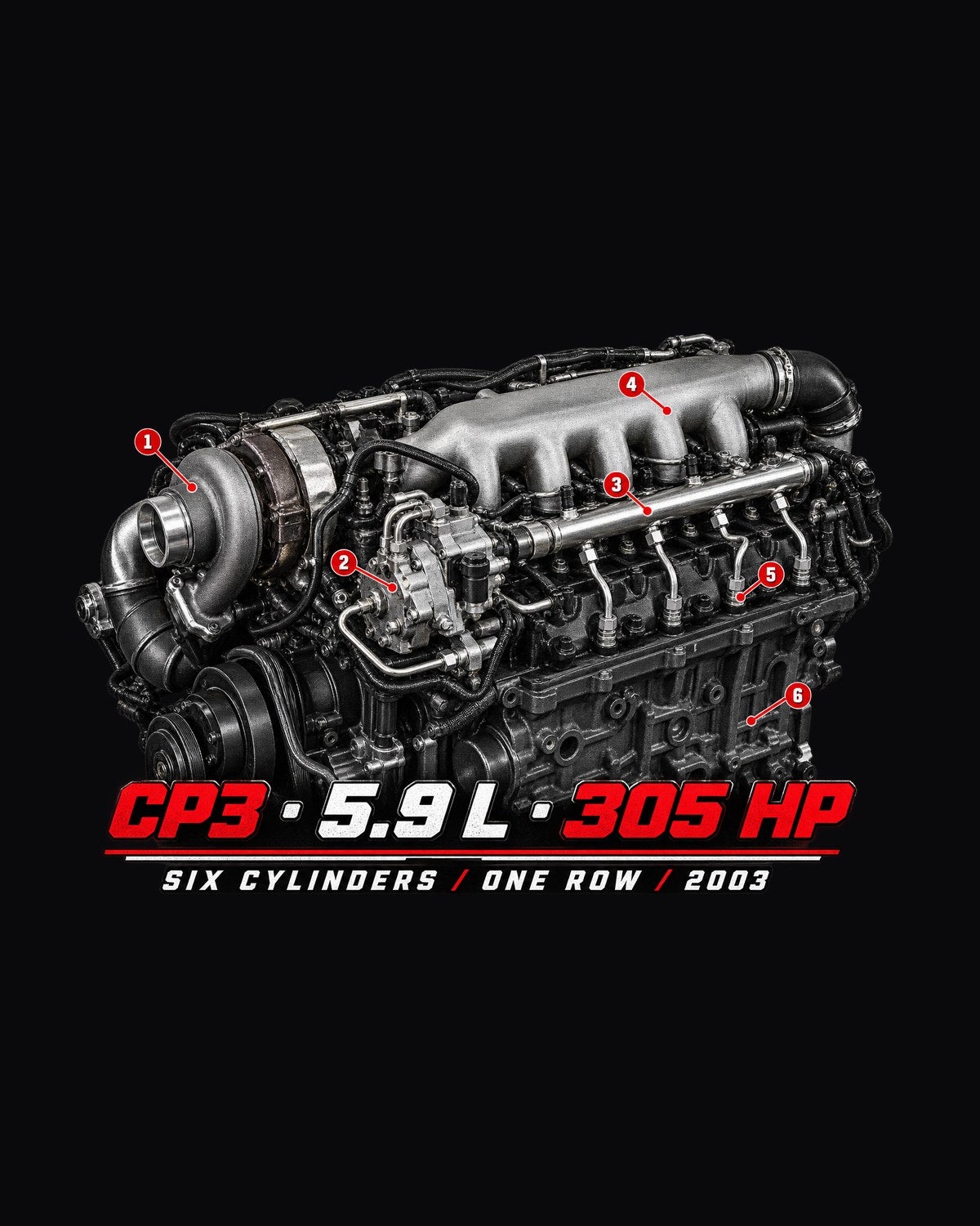 5.9 L Common Rail Cummins Engine Shirt, CP3 and 305 HP design only