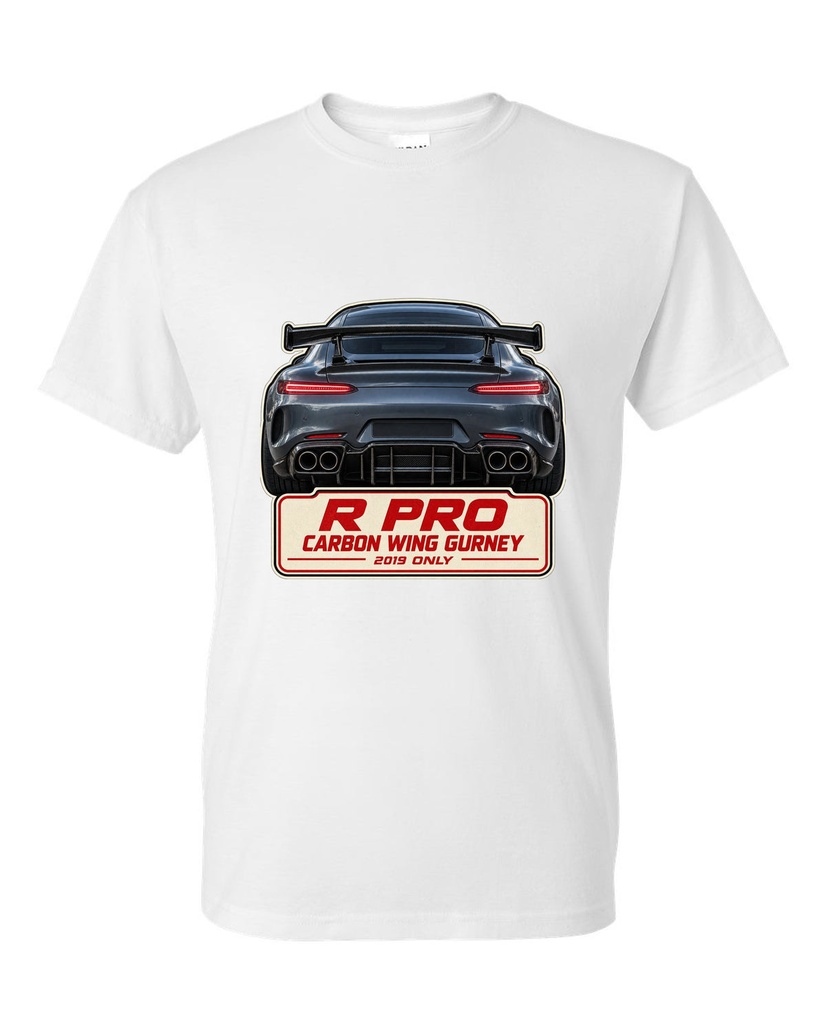 Mercedes-AMG GT R Pro C190 taillight macro print white t-shirt front view with the design