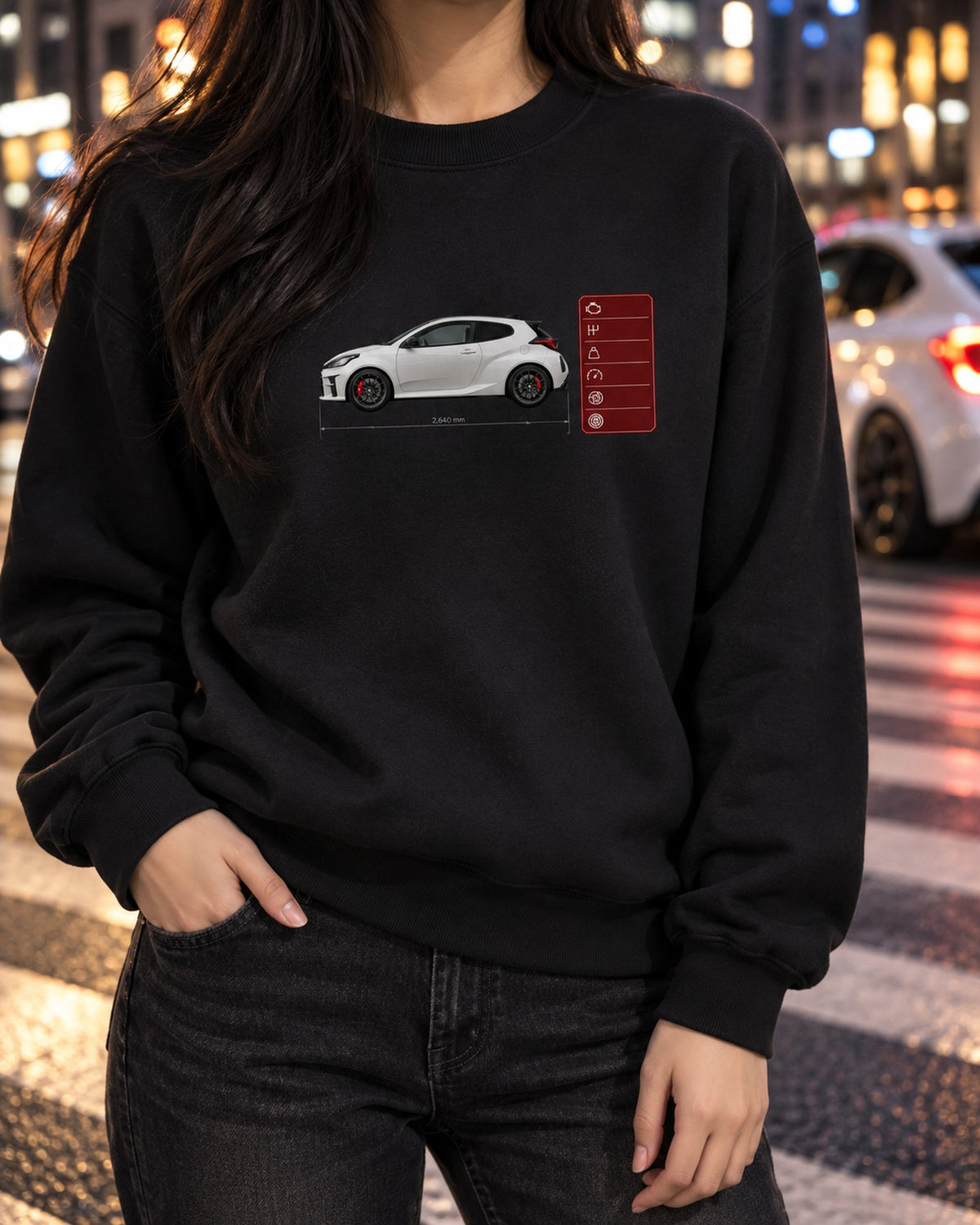 Toyota GR Yaris Circuit Package Homologation Special Poster Tee Crewneck Black worn hero