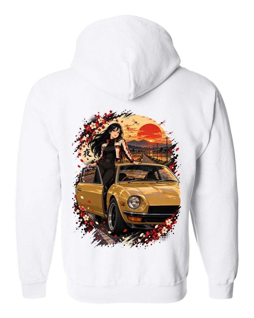 Datsun 240Z Anime Girl Zip Hoodie White back