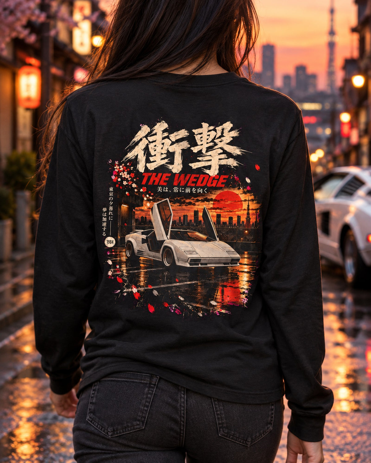 Lamborghini Countach The Wedge Shirt, Hoodie & More Long Sleeve Black worn hero