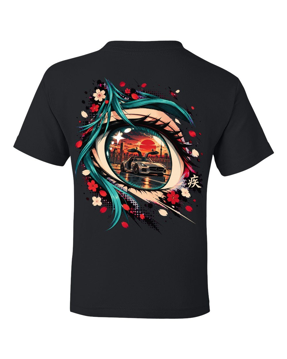 Mercedes-Benz SLS AMG Anime Girl Kids Tee Black back