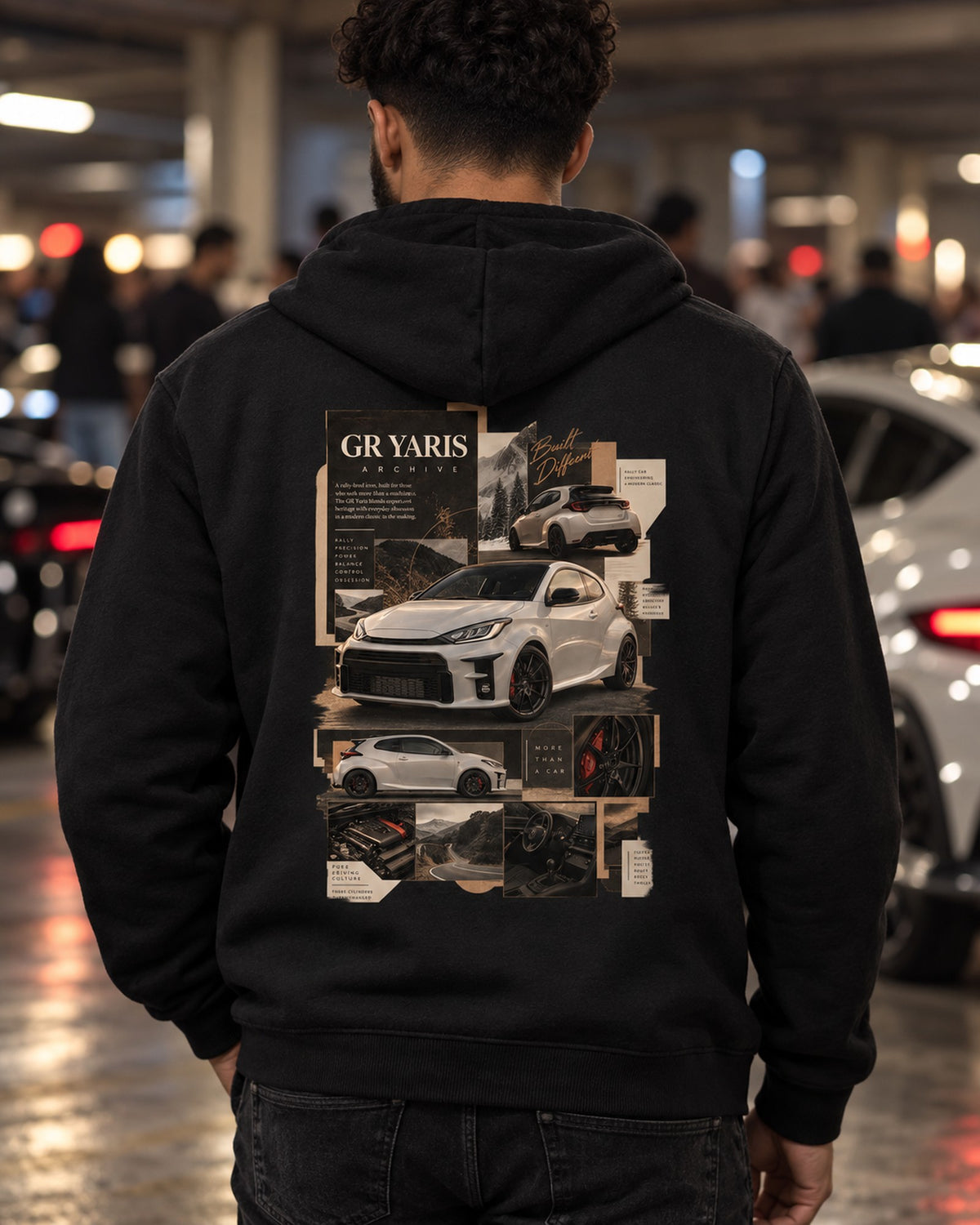 Toyota GR Yaris XP210 Three-View Spec Sheet Shirt, 2020-2024 Zip Hoodie Black worn hero