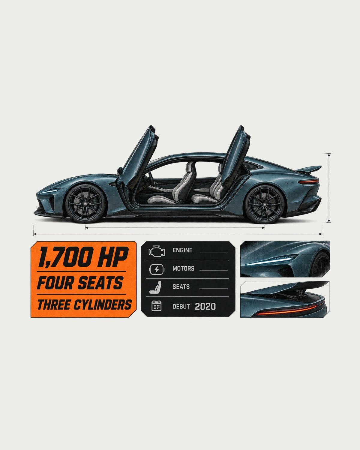 Koenigsegg Gemera Four-Seat Spec Poster Shirt, Three-Cylinder Tee design only