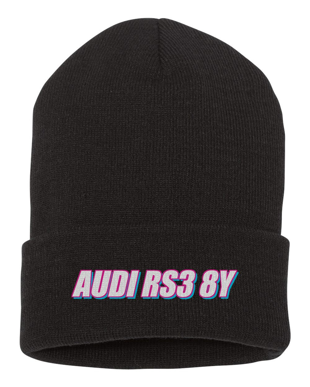 Audi Rs3 8Y black beanie front view with car name