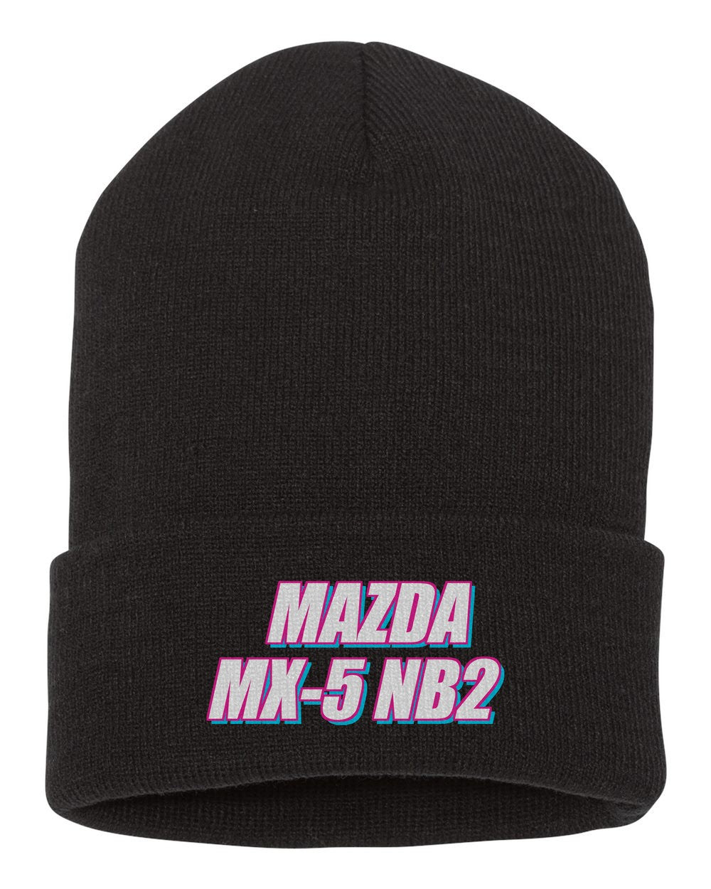 Mazda Mx-5 Nb2 black beanie front view with car name