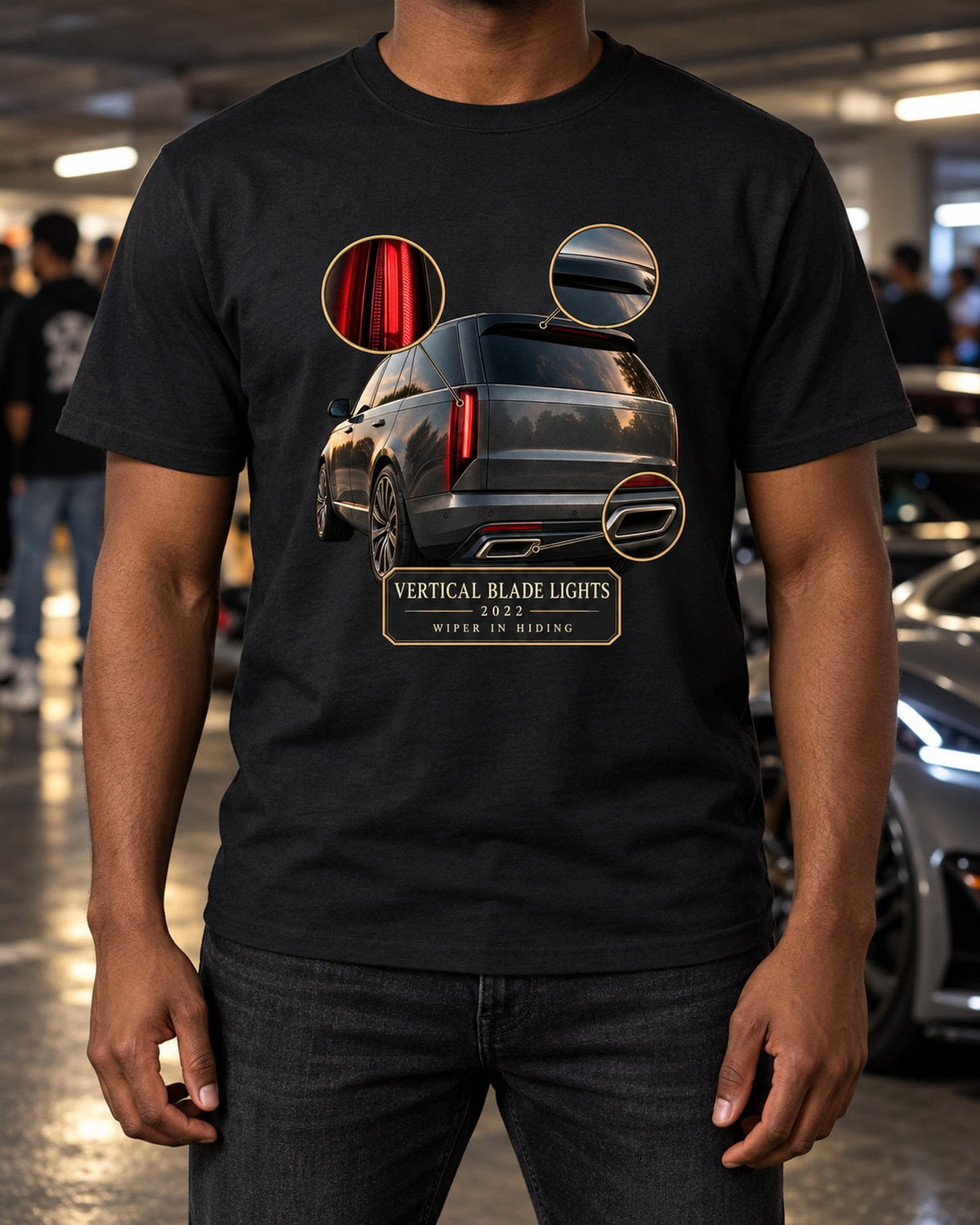 Range Rover L460 Vertical Blade Taillight Detail Shirt, 2022 T-Shirt Black worn hero