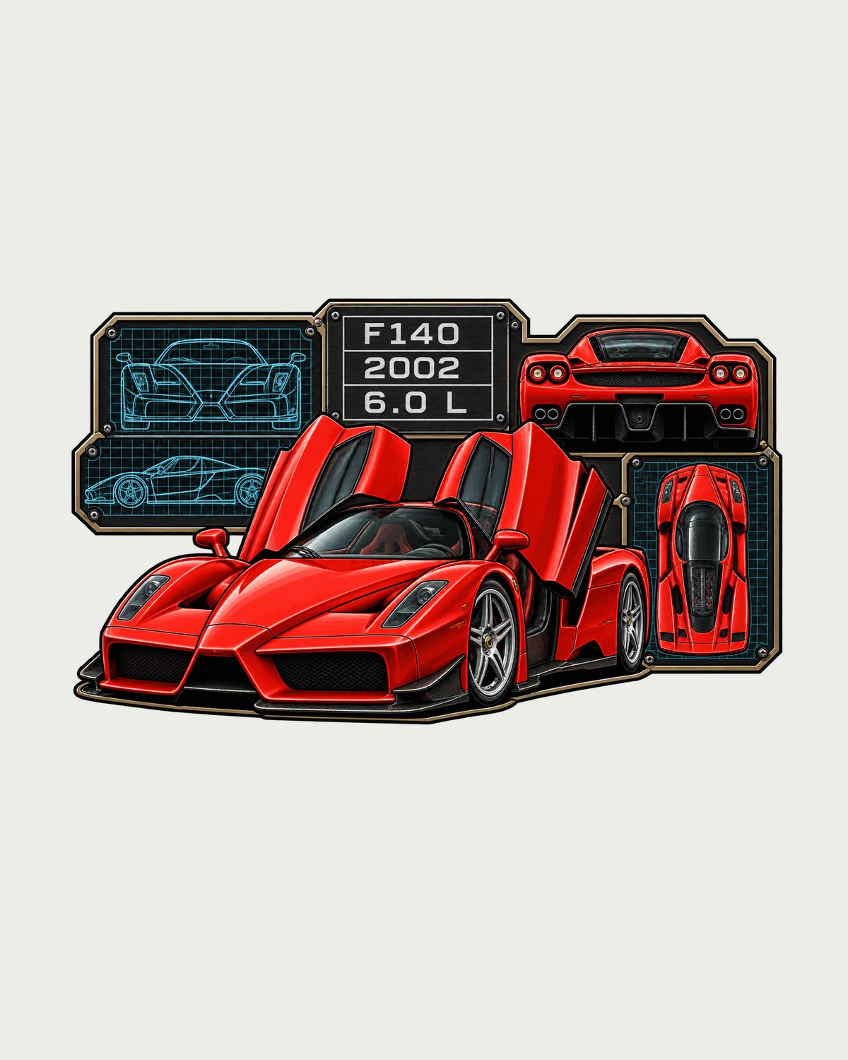 Ferrari Enzo F140 Cold Metal Data Plate Spec Sheet Shirt design only