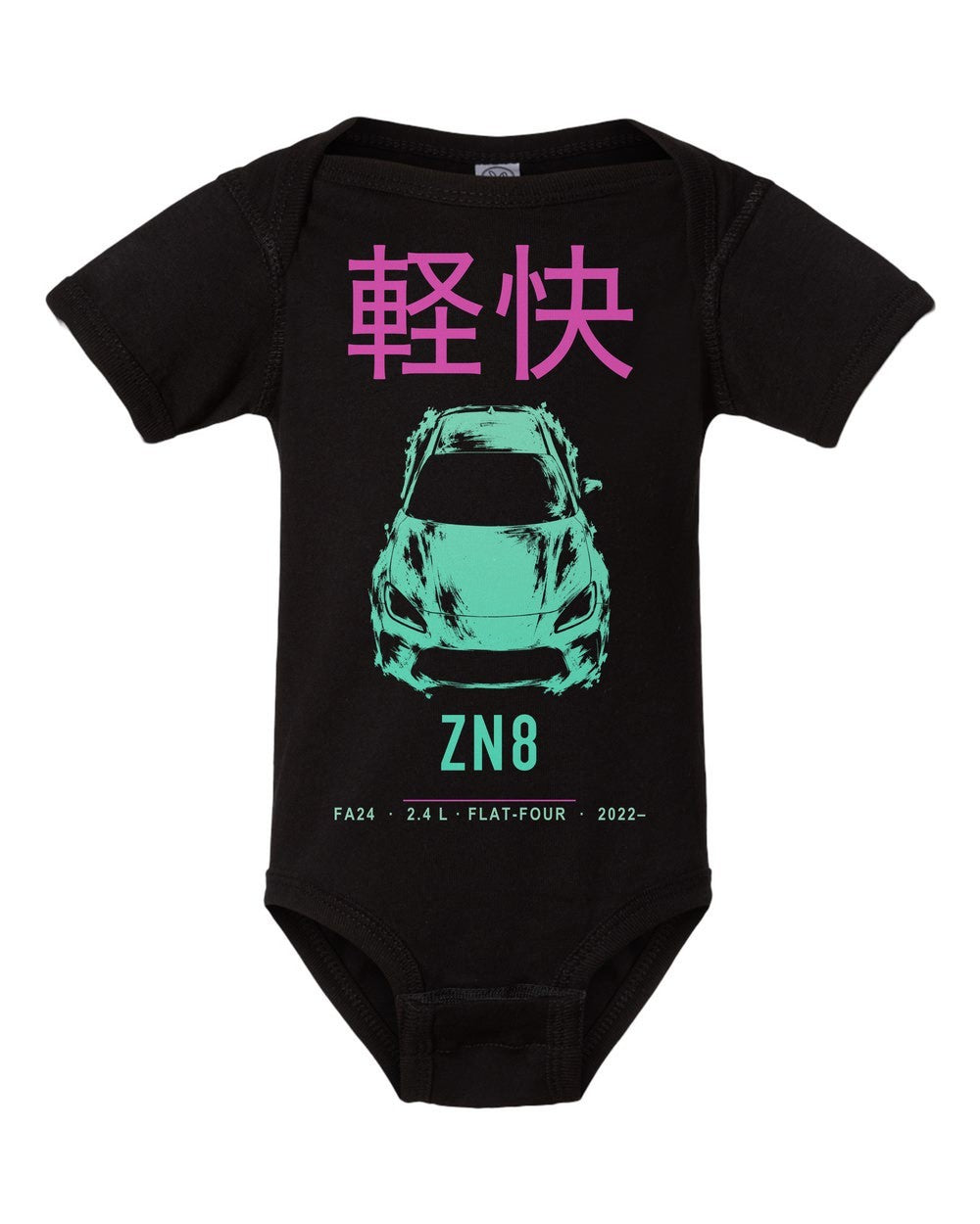 ZN8 artwork black baby onesie front view