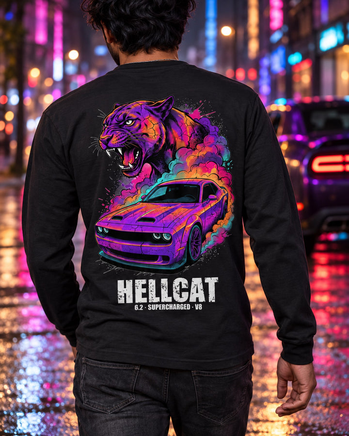 Dodge Challenger Hellcat Long Sleeve T-Shirt worn hero