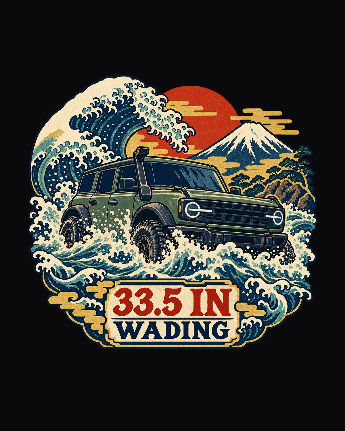 Ford Bronco U725 Snorkel Ukiyo-e Wave Wading Shirt design only