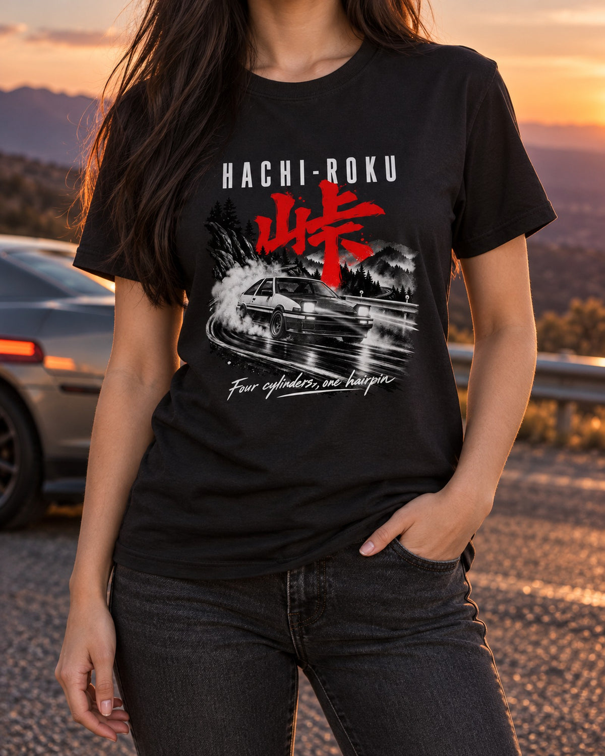 Toyota AE86 Sprinter Trueno Touge Night Shirt, Hachi-Roku T-Shirt Black worn hero