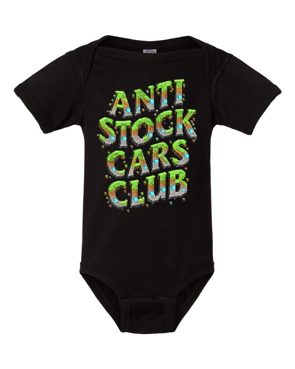Anti Stock Cars Club Blocky Voxel Baby Onesie Black front