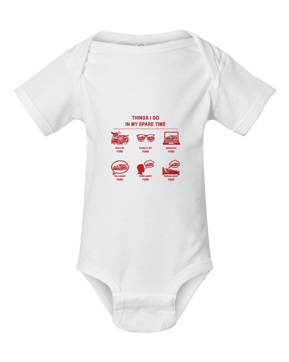 Ford Things I Do Baby Onesie White front