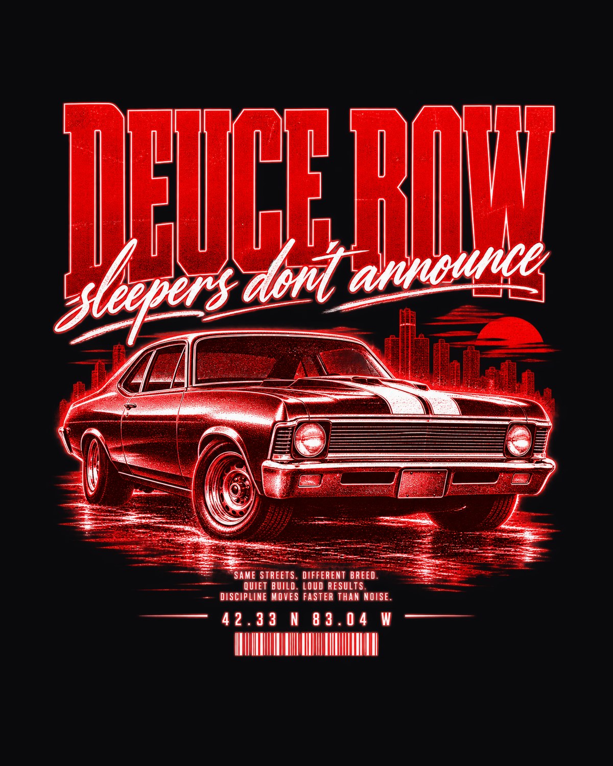 Nova SS 1969 Deuce Row Street Poster Tee, Sleeper Car Shirt design only