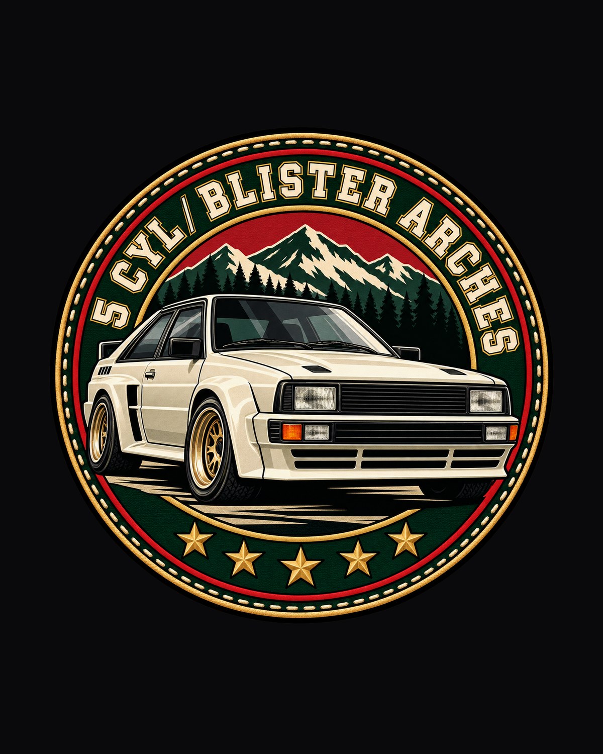 Audi Ur-Quattro Varsity Crest Shirt, Blister Arches Tee design only