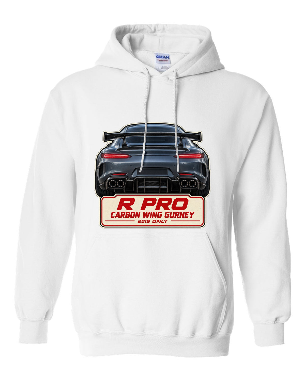 Mercedes-AMG GT R Pro C190 taillight macro print white pull over hoodie front view with the design