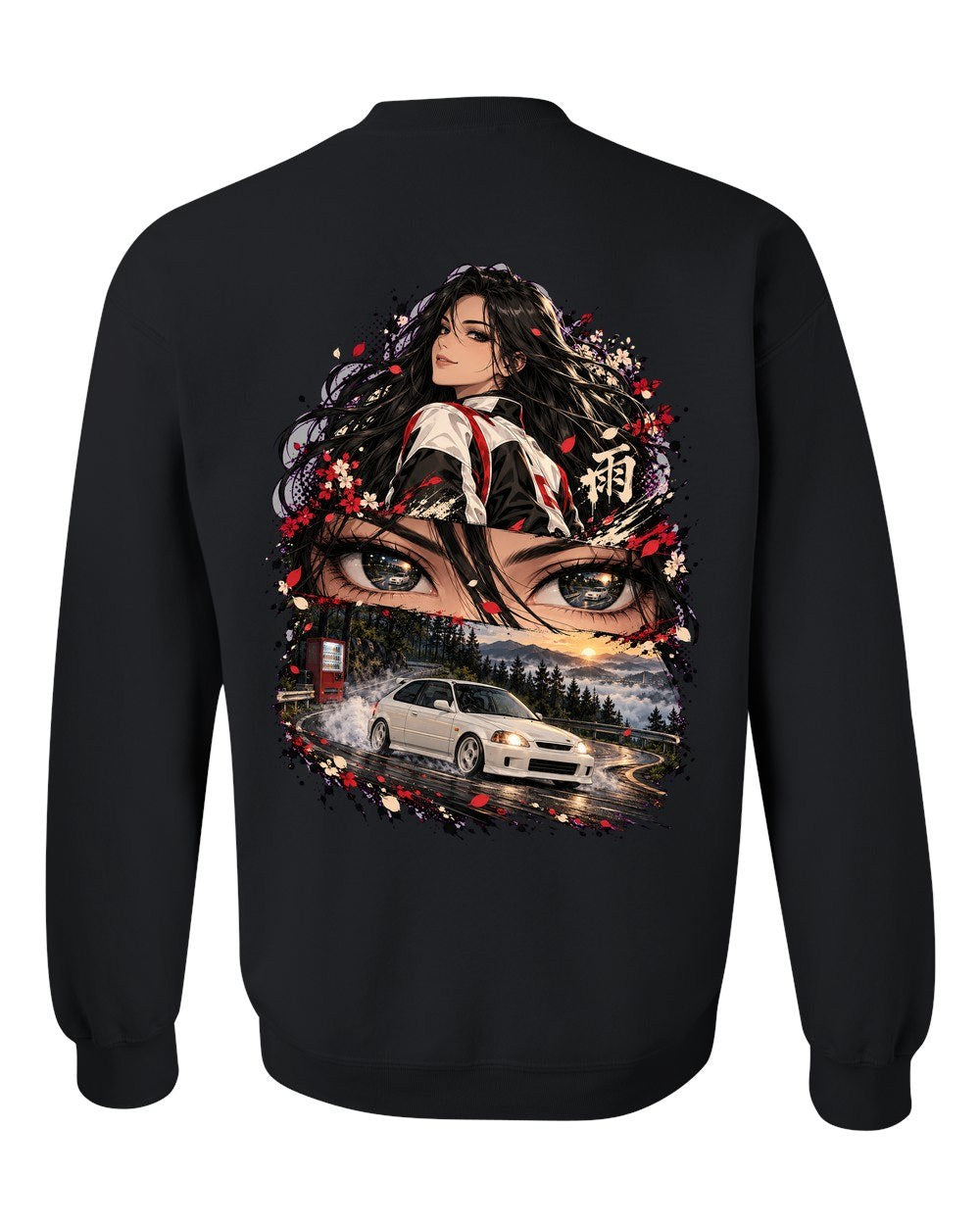 Honda Civic Type R EK9 Anime Girl Crewneck Black back