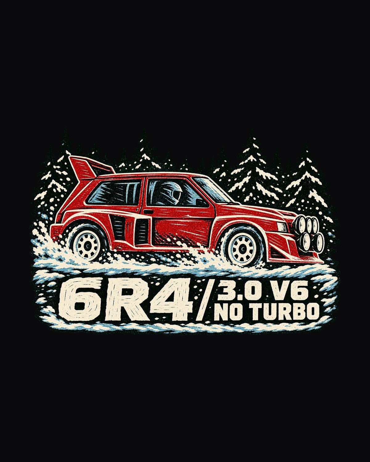 MG Metro 6R4 Naturally Aspirated Linocut Print Tee design only