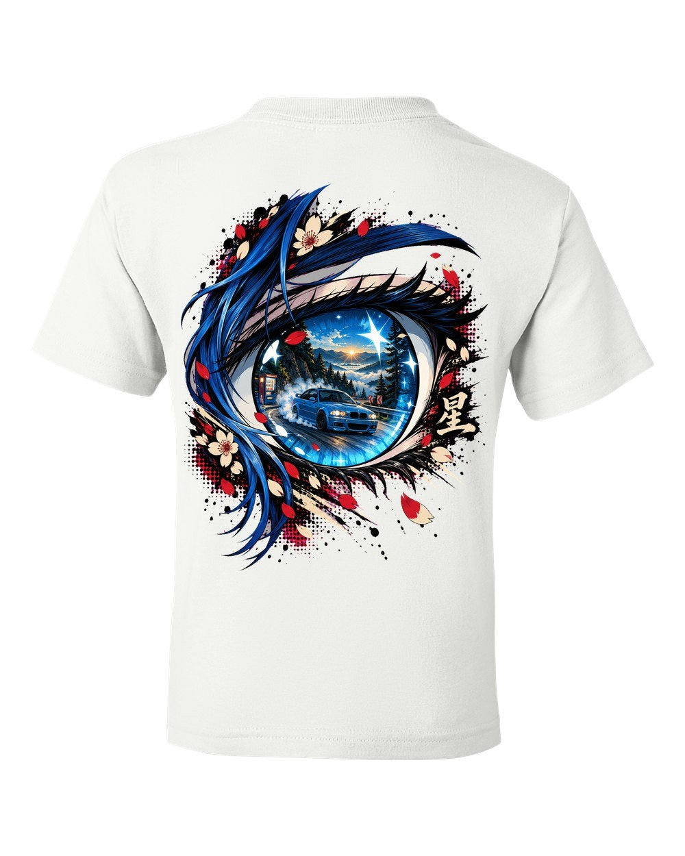 BMW M3 E46 Anime Girl Kids Tee White back