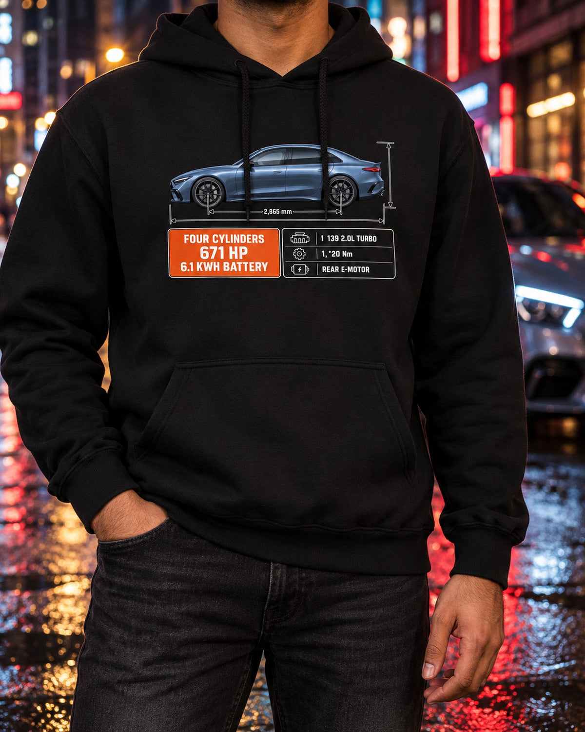 Mercedes-AMG C63 S E Performance W206 Dimension Blueprint Shirt Pull Over Hoodie Black worn hero