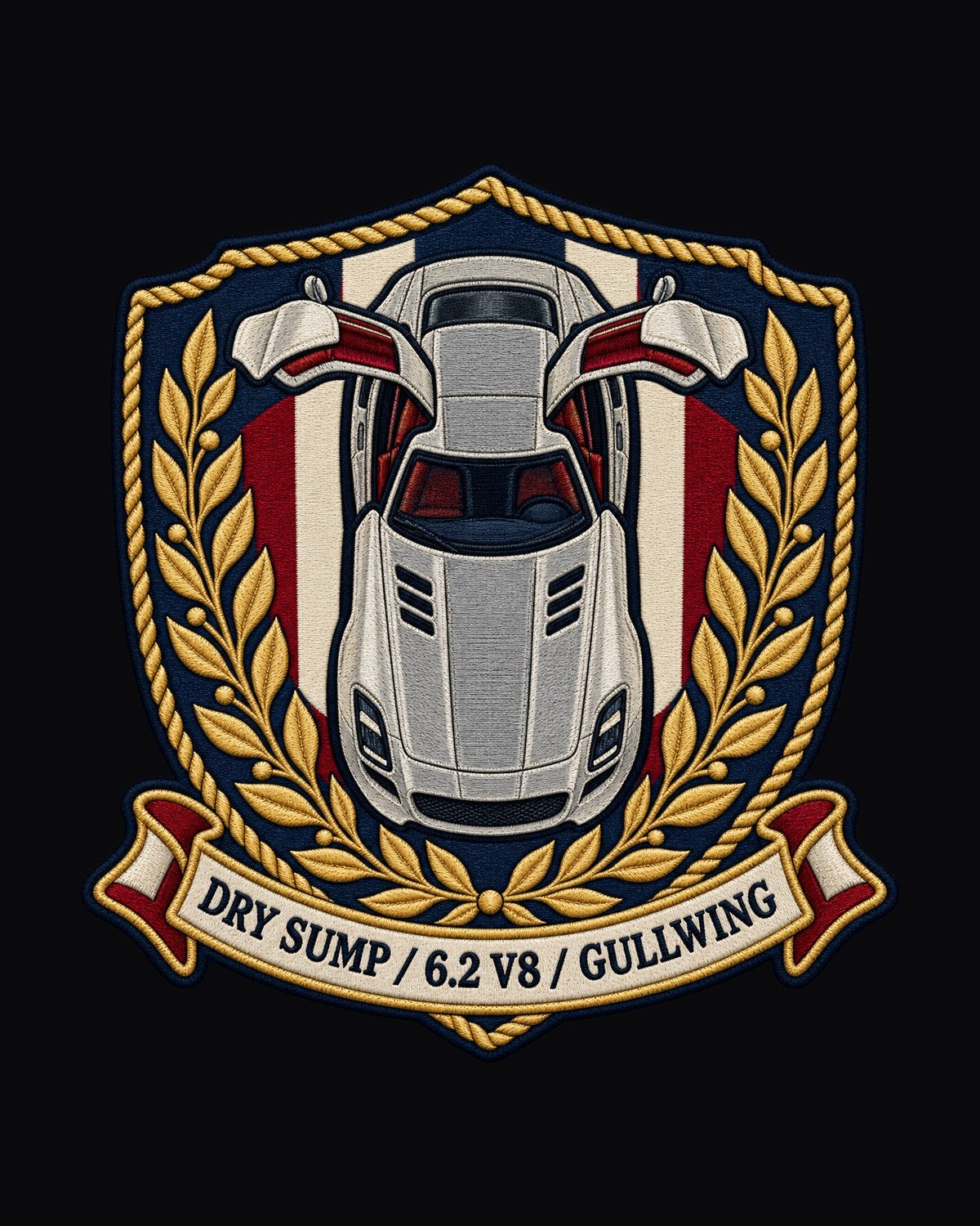 Mercedes SLS AMG C197 Gullwing Embroidery Crest Shirt design only