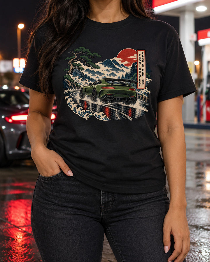 Ukiyo-e Style Mercedes AMG GT R C190 Wet Nordschleife Shirt T-Shirt Black worn hero